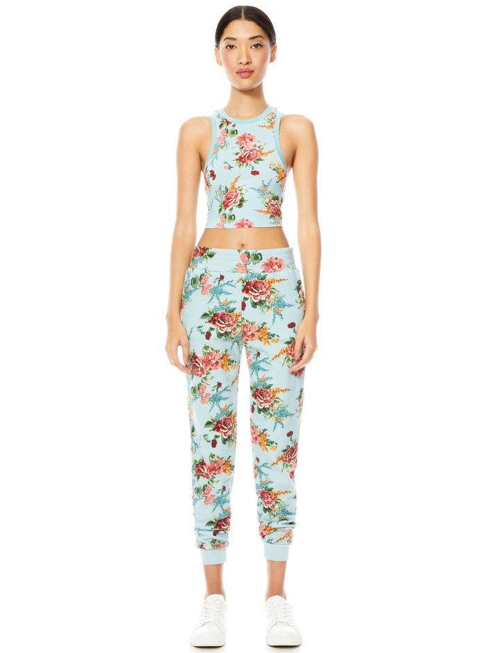 MELVA FLORAL RACERBACK CROP TOP + NYC JOGGER - 