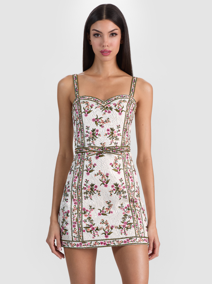 KATIA EMBROIDERED MINI GOWN - OFF WHITE/MULTI image 3 - ALICE + OLIVIA