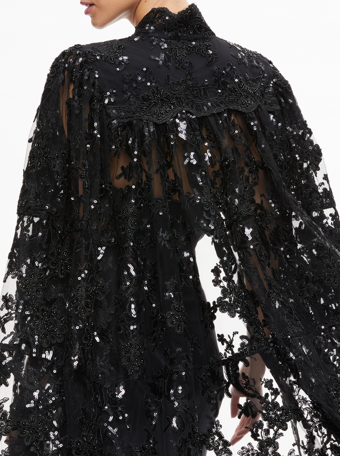 AURELIA LACE EMBELLISHED CAPE - BLACK image 3 - Alice And Olivia