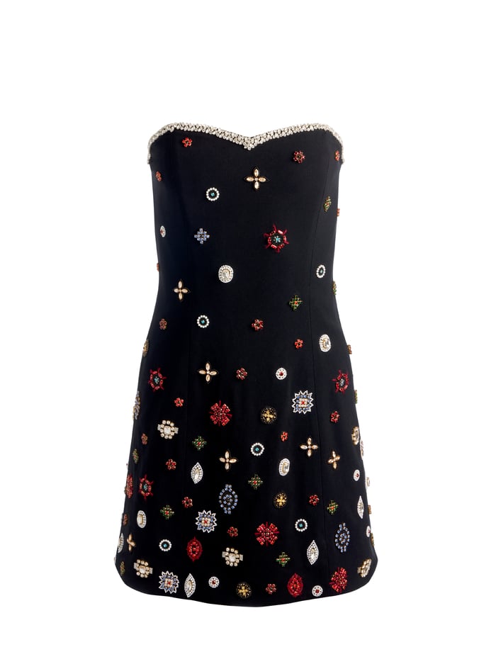 IVA EMBELLISHED MINI DRESS - BLACK/MULTI image 6 - Alice And Olivia