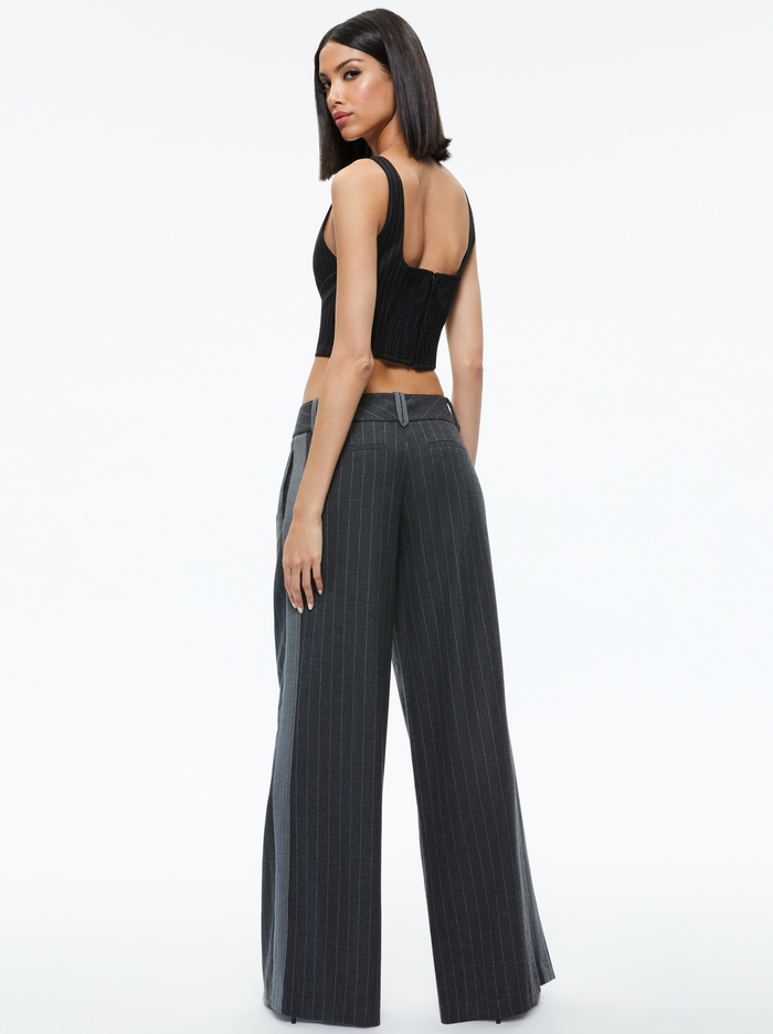 ERIC LOW RISE TROUSER - CHARCOAL PINSTRIPE image 1 - Alice And Olivia
