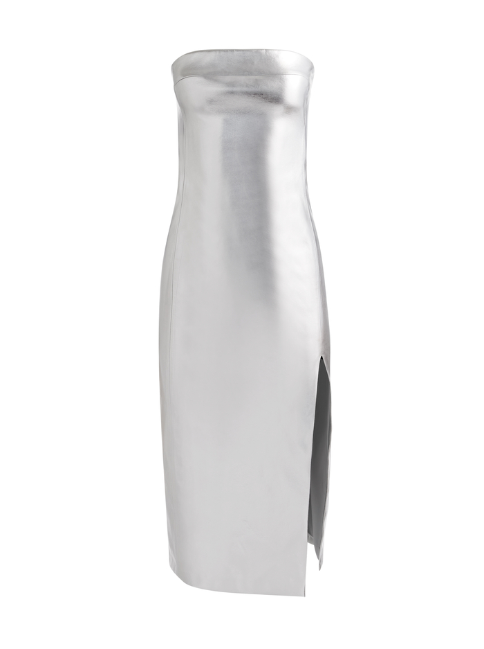 KELLY VEGAN MIDI DRESS - SILVER image 5 - Alice And Olivia