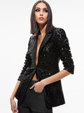 BREANN SEQUIN FITTED BLAZER - BLACK