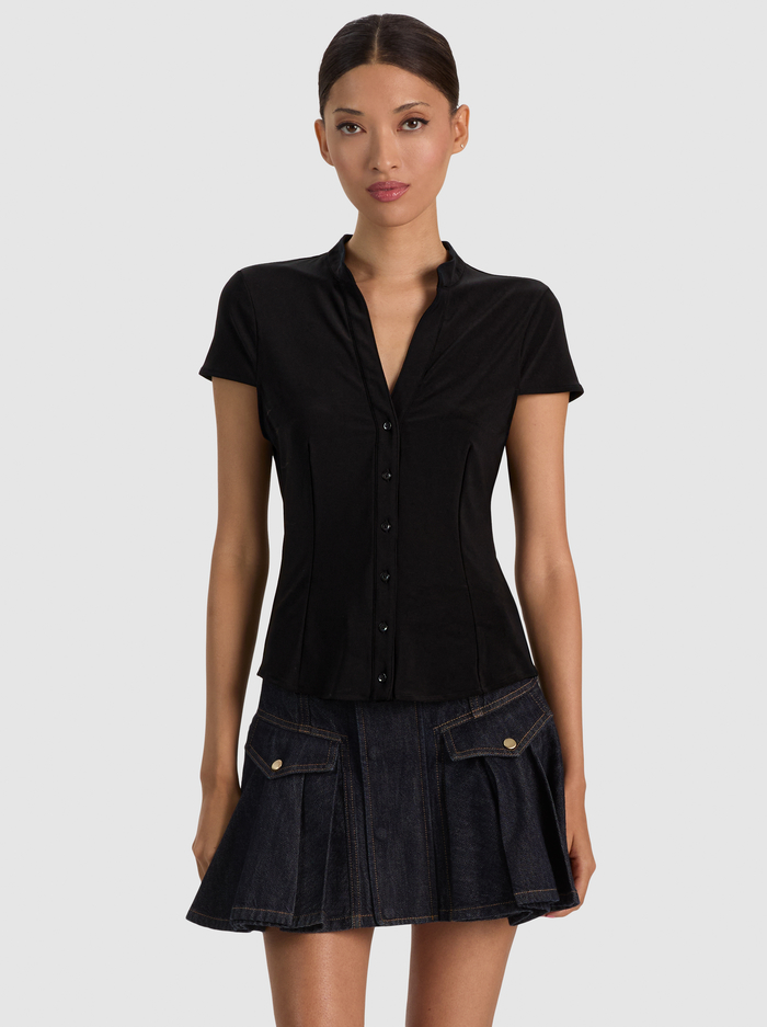 FREYA CAP SLEEVE TOP - BLACK - ALICE + OLIVIA