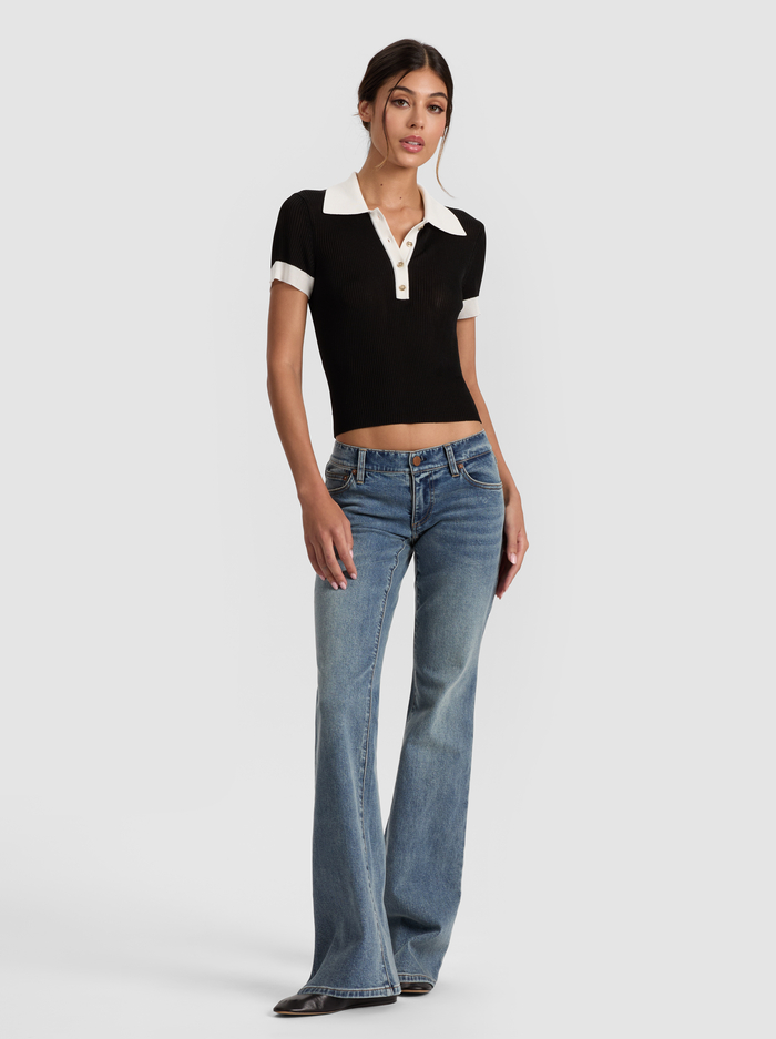 MARTHA POLO - BLACK/SOFT WHITE image 4 - Alice And Olivia