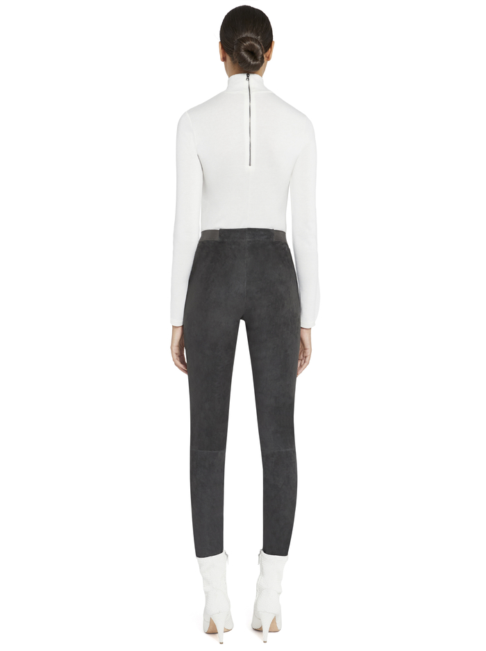 FRONT ZIP SUEDE LEGGING - CHARCOAL image 1 - Alice And Olivia