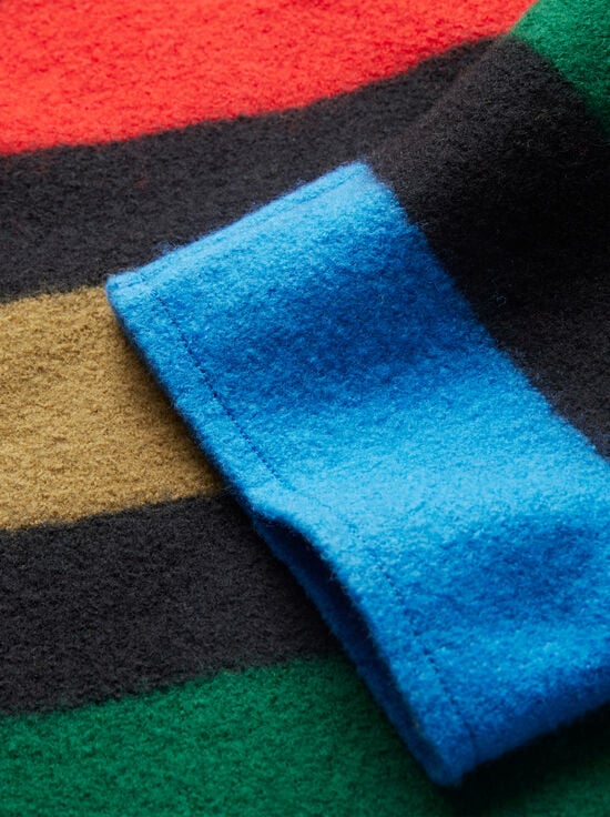 BLACK MULTI-PEARSON STRIPED SWEATER JACKET