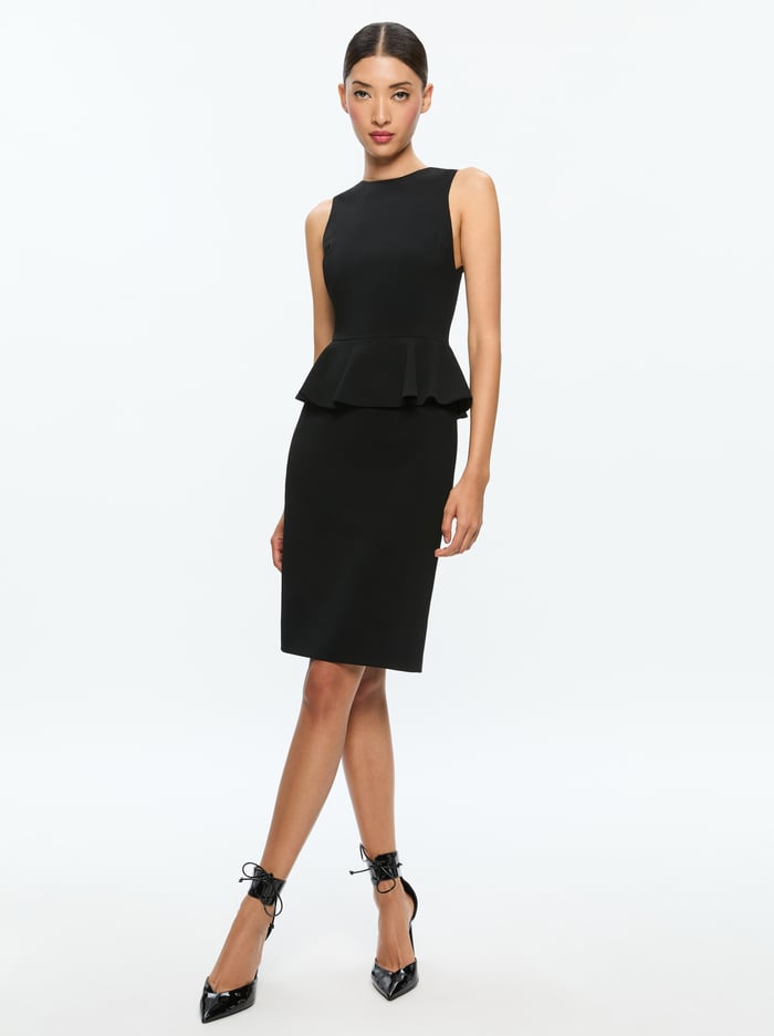 POPPY PEPLUM MIDI DRESS - BLACK image 3 - Alice And Olivia