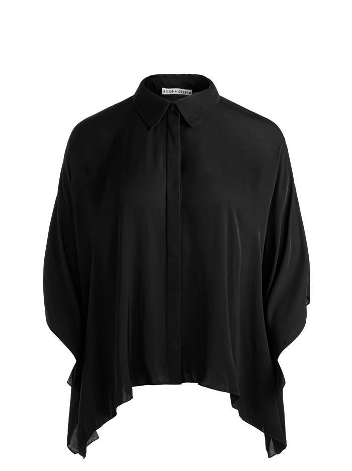 DEANNE BUTTON DOWN BLOUSE - BLACK image 5 - Alice And Olivia
