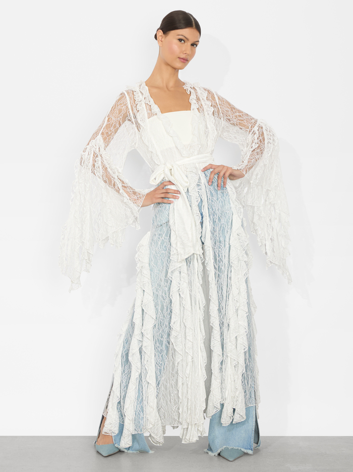 CHER RUFFLE MAXI ROBE - OFF WHITE image 4 - Alice And Olivia