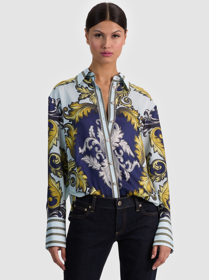 LANE OVERSIZED BUTTON DOWN - ANTIQUE SCROLL - ALICE + OLIVIA