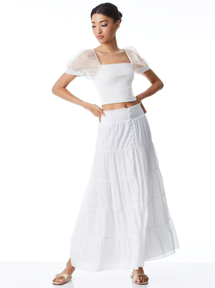AISHA BUTTON FRONT MAXI SKIRT - OFF WHITE image 4 - Alice And Olivia