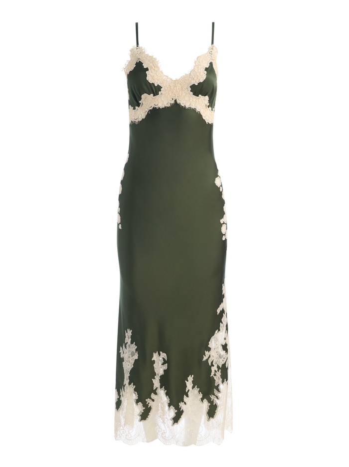 JULIETTA LACE SLIP DRESS - DARK FERN/BISCOTTI image 5 - ALICE + OLIVIA