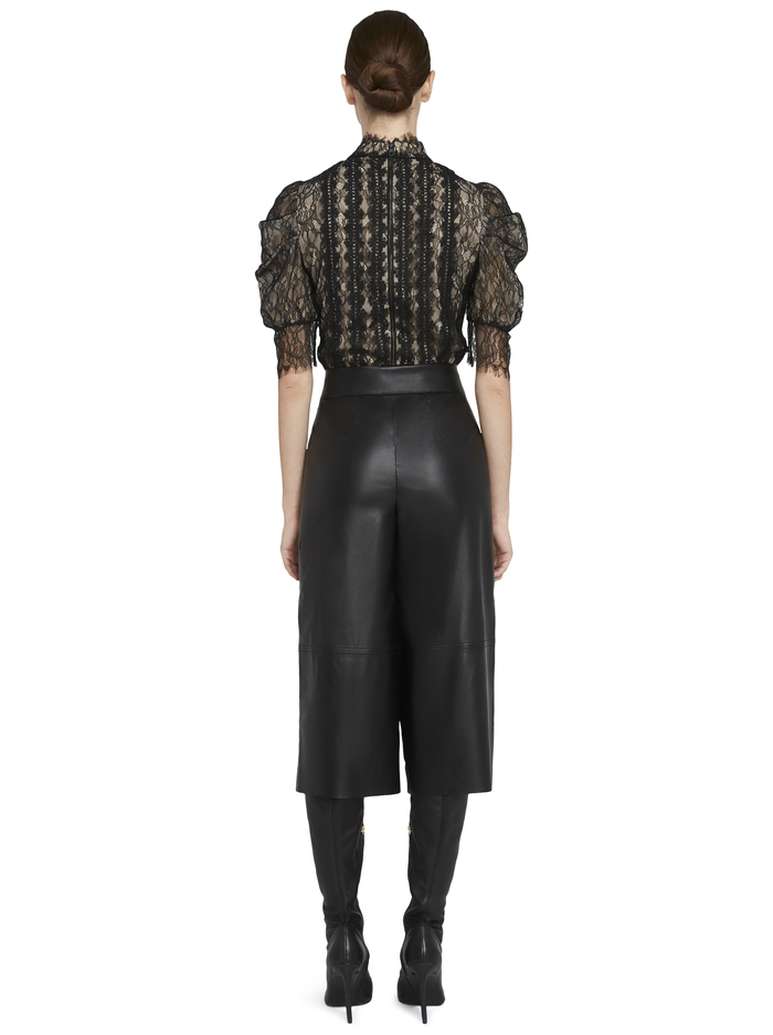BRENNA LACE PUFF SLEEVE CROP TOP - BLACK image 2 - Alice And Olivia