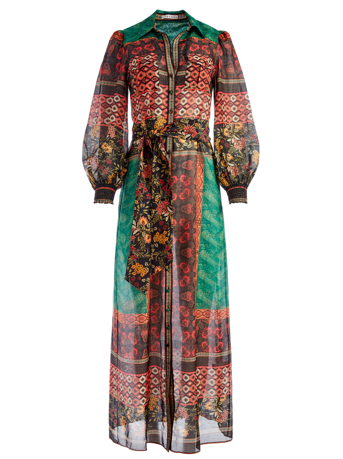 BEVERLY BUTTON FRONT MAXI DRESS - NOMAD MULTI image 5 - Alice And Olivia
