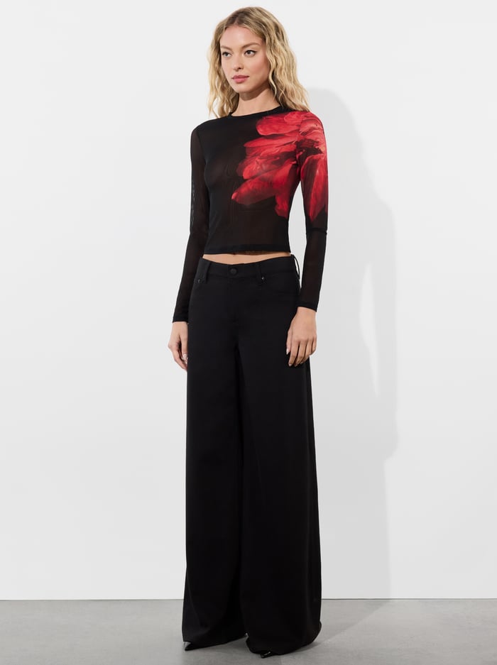 DELAINA MESH TOP - PEONY PETALS BRIGHT RUBY image 4 - Alice And Olivia