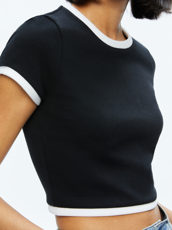 BABY TEE - BLACK/OFF WHITE image 3 - Alice And Olivia