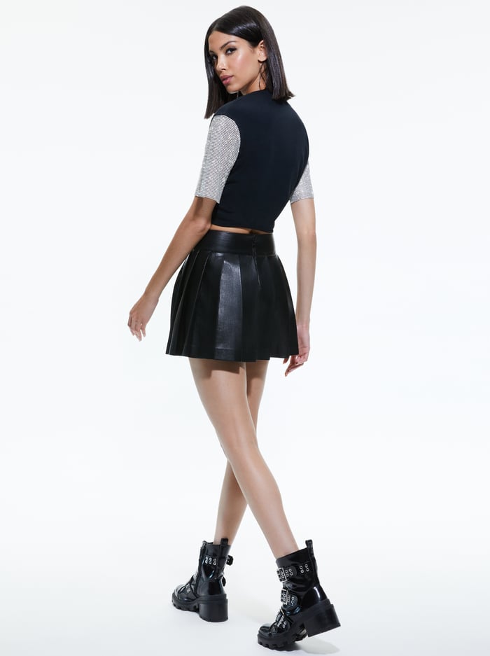 TARI CHAINMAIL SLEEVE TEE - BLACK/MULTI image 1 - Alice And Olivia