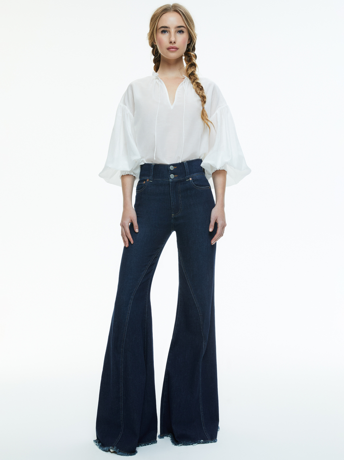 JULIUS VOLUMINOUS BLOUSON SLEEVE BLOUSE - OFF WHITE image 1 - Alice And Olivia