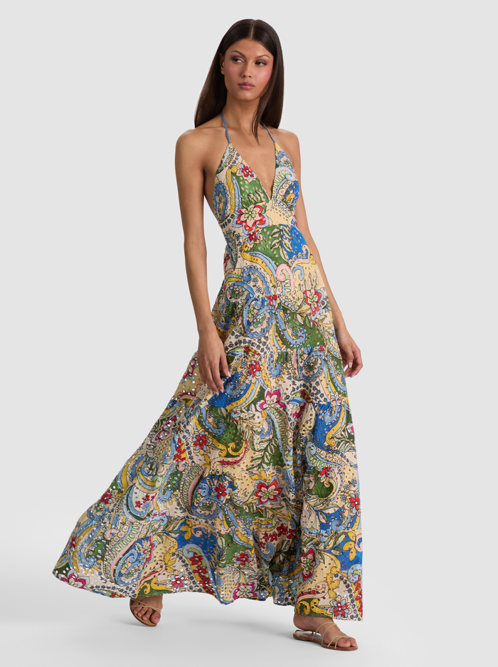KAROLINA TIERED MAXI DRESS - HEAT WAVE - ALICE + OLIVIA