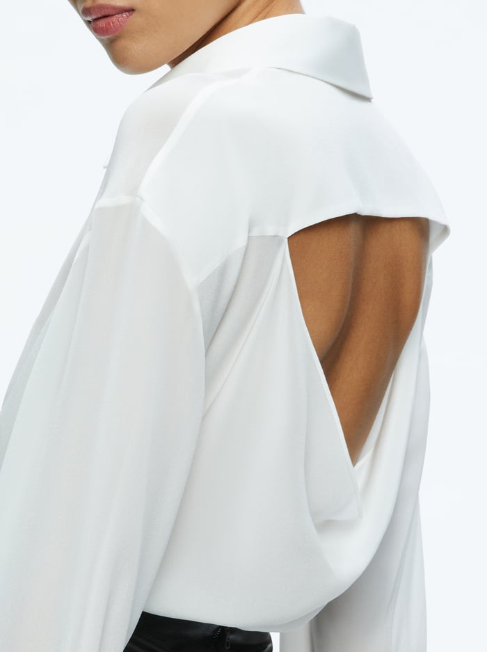 FINELY OPEN BACK BUTTON DOWN - OFF WHITE image 3 - Alice And Olivia