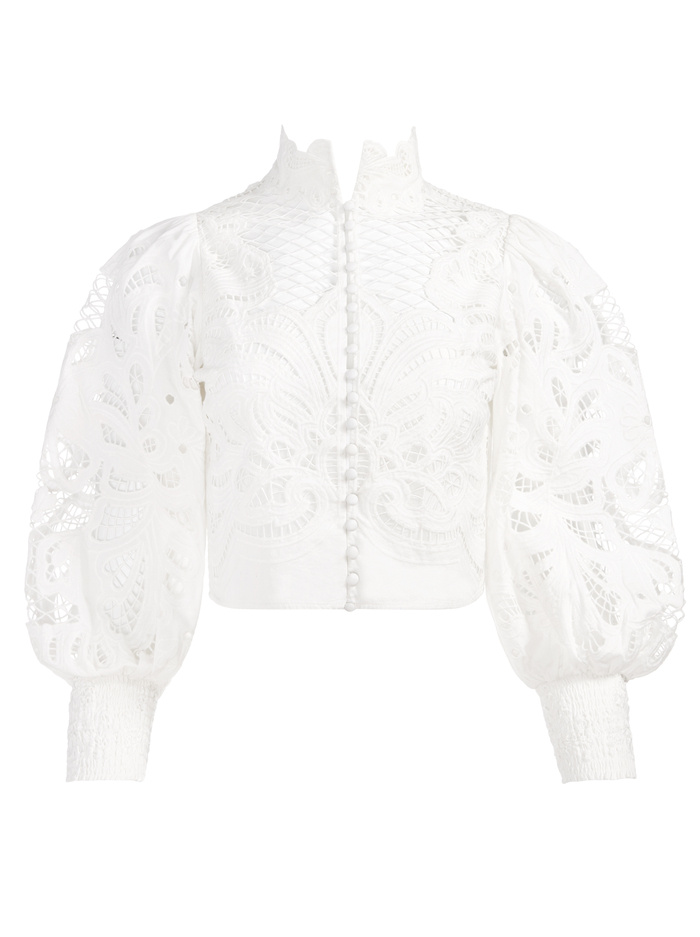 YAZ EYELET CROP BLOUSE - OFF WHITE image 4 - ALICE + OLIVIA