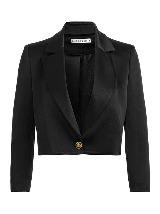 BLACK-ESTHER VELVET CAPE BLAZER