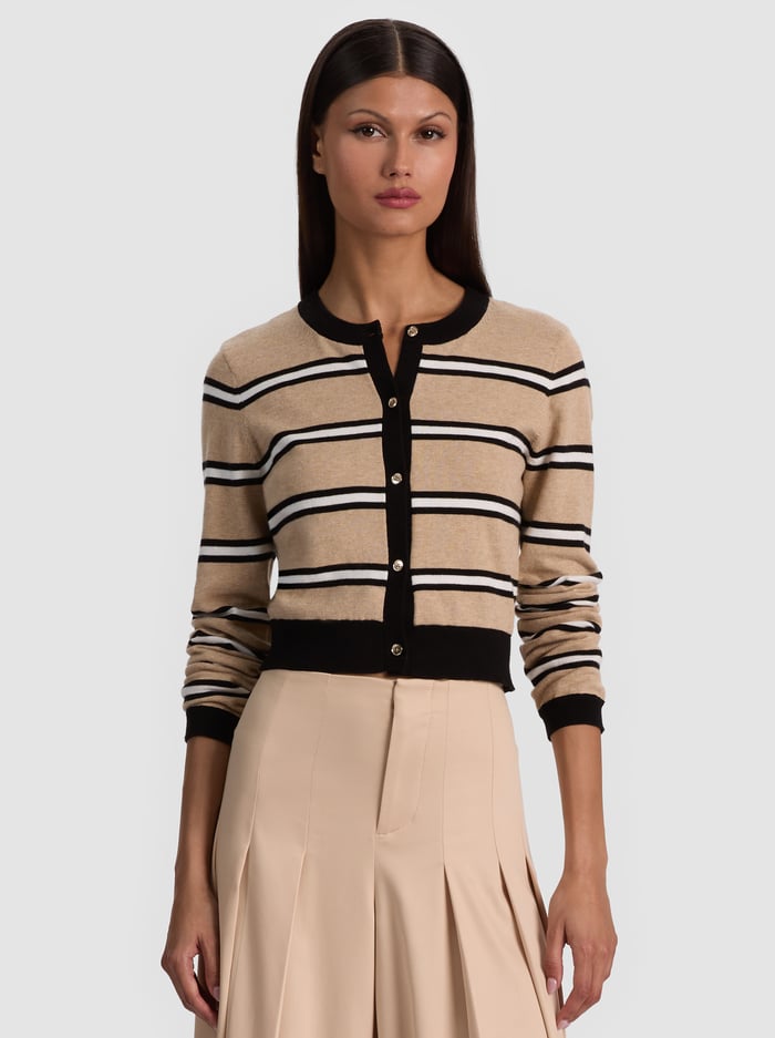 DOLLIE STRIPED CARDIGAN - BEACH DAY STRIPE SM - ALICE + OLIVIA