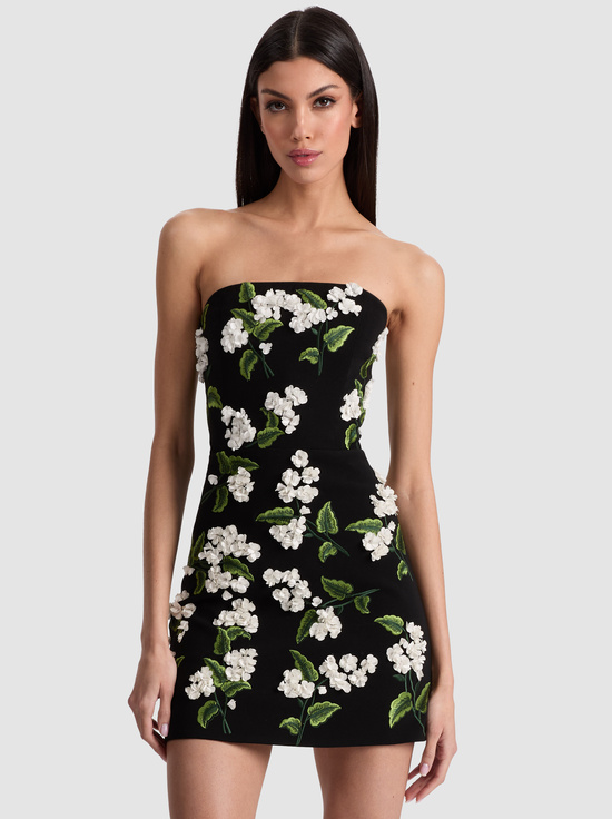 BLACK/OFF WHITE-VELIA EMBELLISHED MINI GOWN