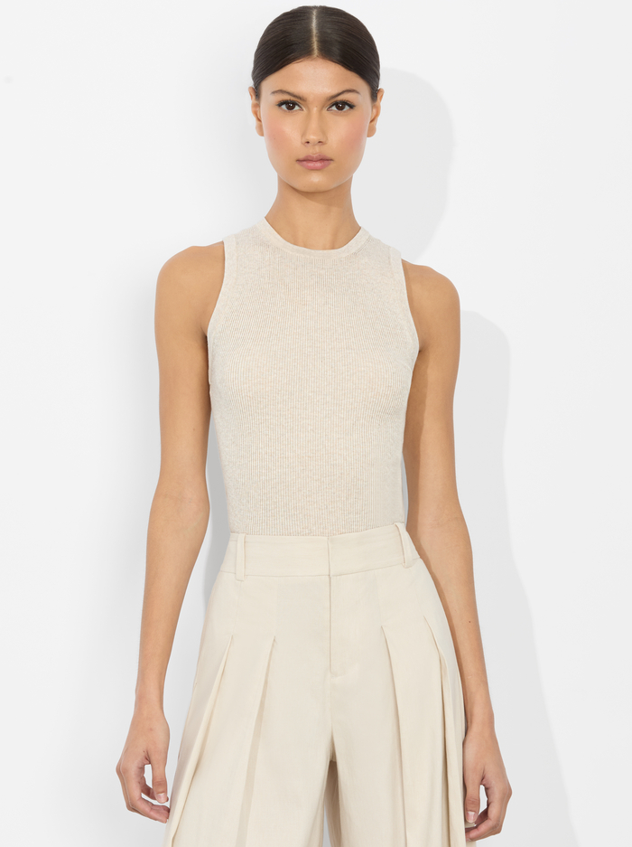 TONITA RIBBED TANK - OATMEAL HEATHER - Alice And Olivia