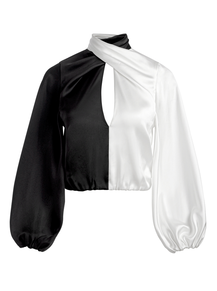 MAHOGANY CROP TOP - BLACK/OFF WHITE image 5 - Alice And Olivia