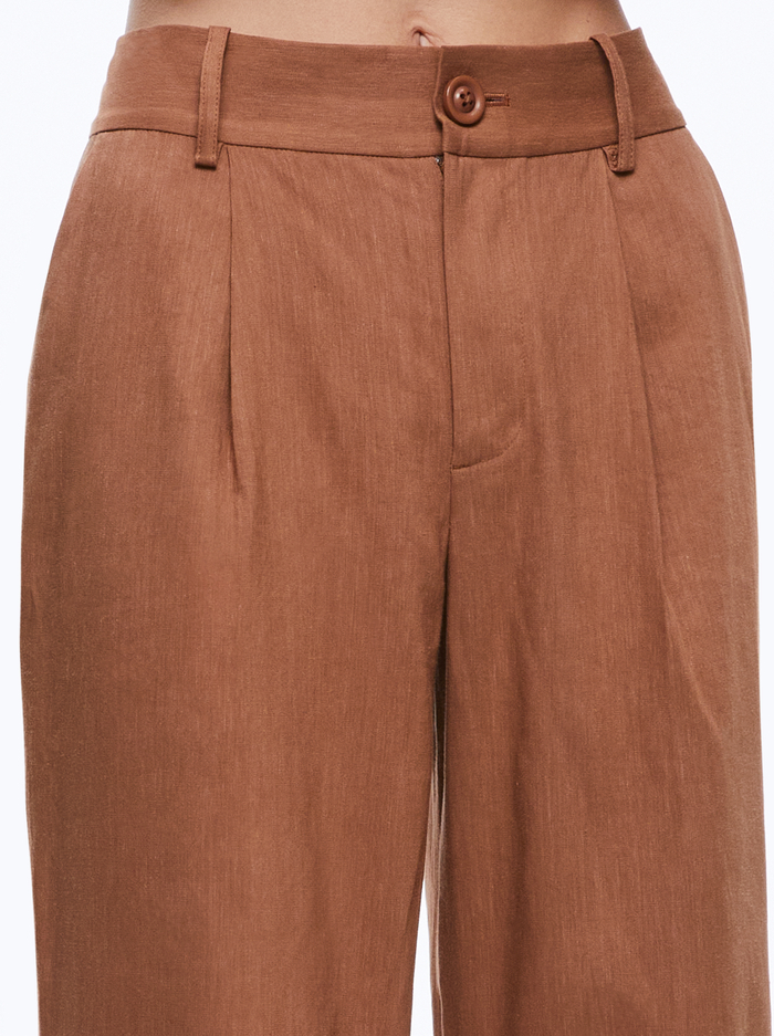 TOMASA CUFFED LINEN TROUSER - CAMEL image 3 - Alice And Olivia