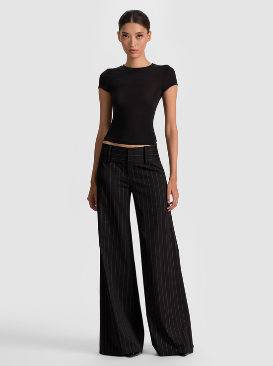 BLACK/OFF WHITE-OLIVIA PINSTRIPED WIDE LEG PANT