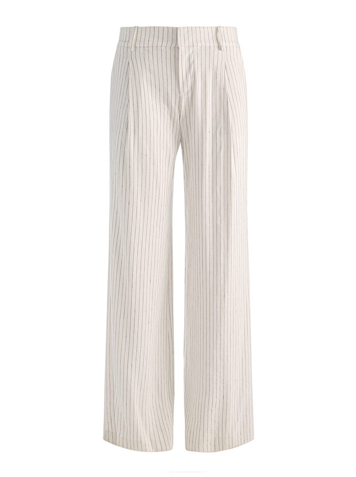 ERIC LINEN PANT - OFF WHITE/BLACK PINSTRIPE image 6 - ALICE + OLIVIA