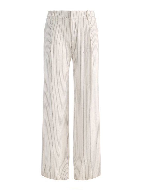 OFF WHITE/BLACK PINSTRIPE-ERIC LINEN PANT