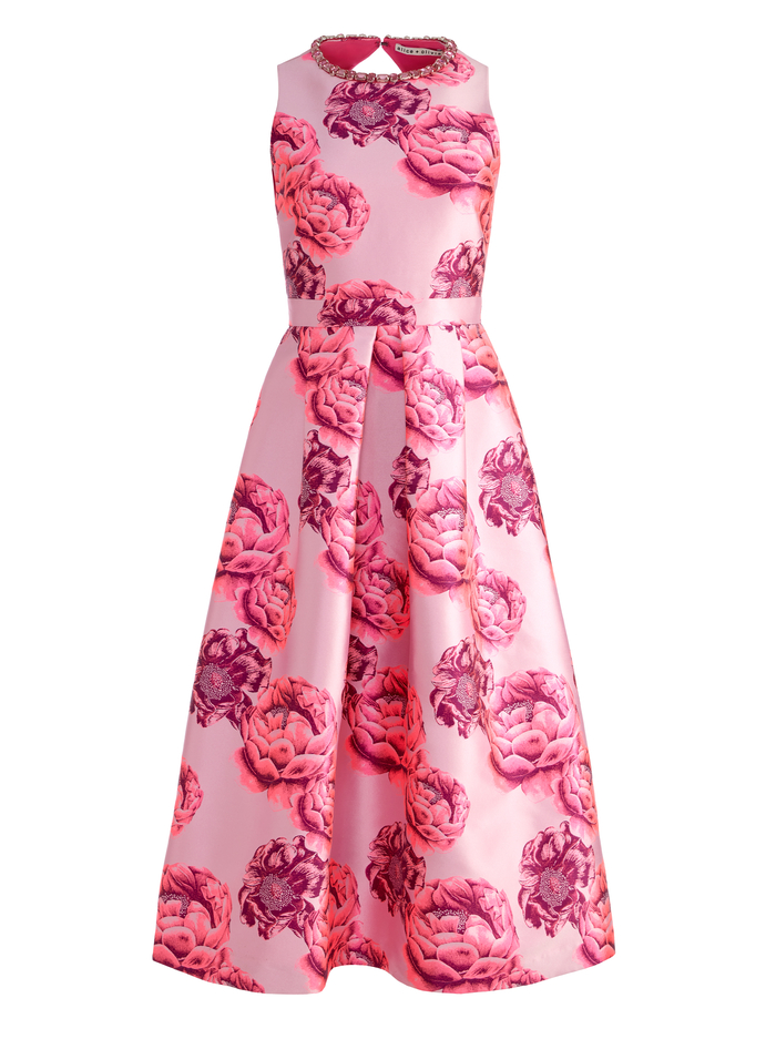 CHERRA EMBELLISHED NECK MIDI DRESS - CANDY MULTI image 5 - Alice And Olivia