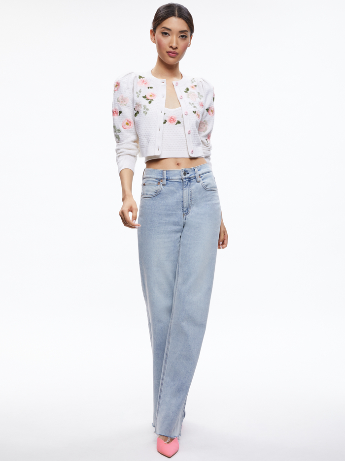 KITTY EMBROIDERED CARDIGAN - SOFT WHITE image 4 - Alice And Olivia
