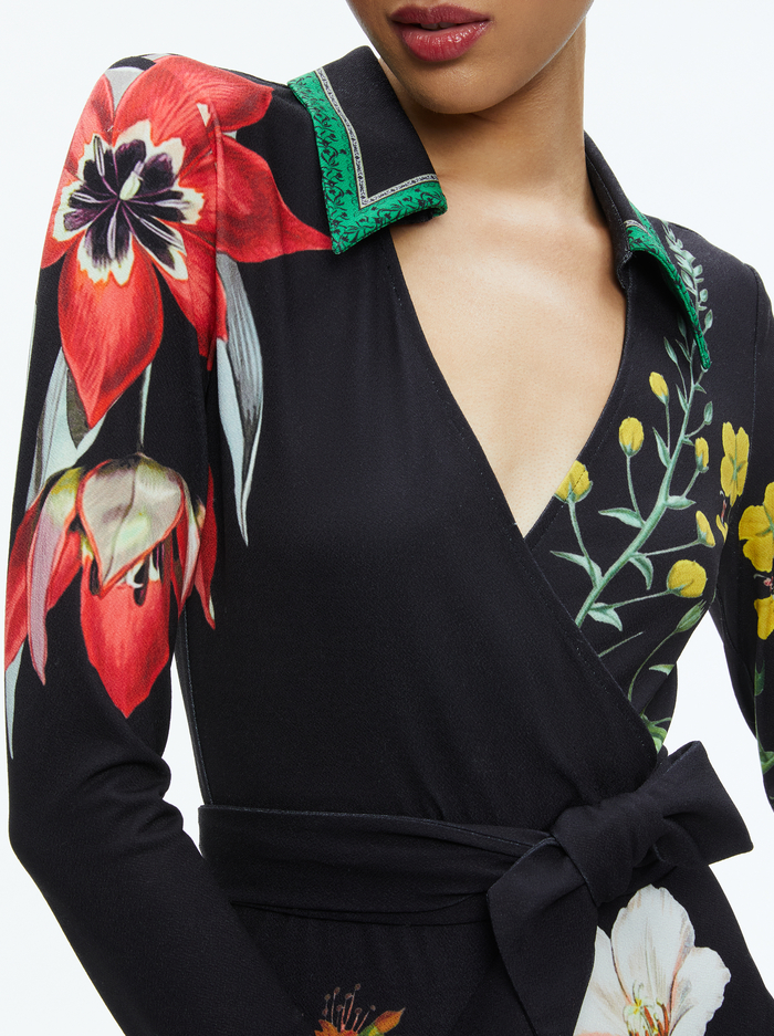 MELINDA WIDE LEG WRAP JUMPSUIT - ESSENTIAL FLORAL image 3 - Alice And Olivia
