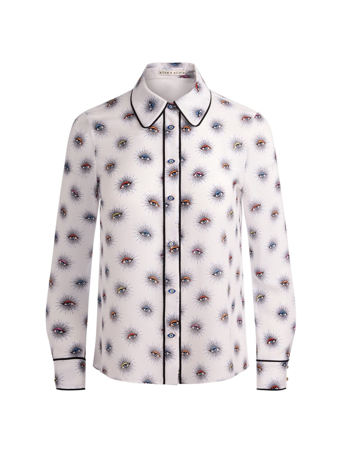 WILLA SILK BLOUSE - VISIONARY image 5 - ALICE + OLIVIA