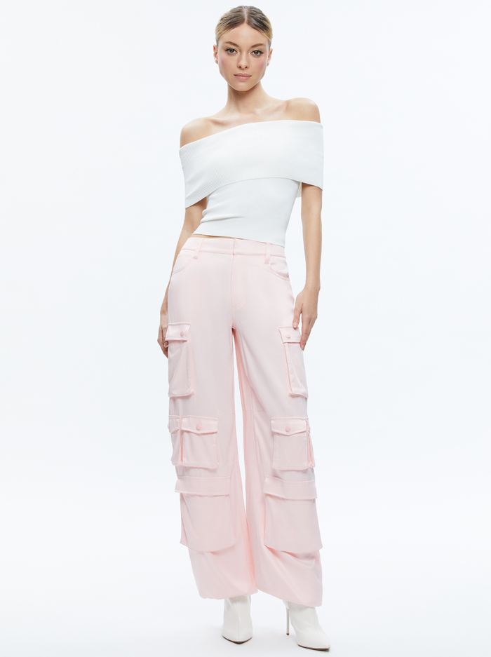 OLYMPIA MID RISE BAGGY CARGO PANTS - PINK LACE image 1 - Alice And Olivia