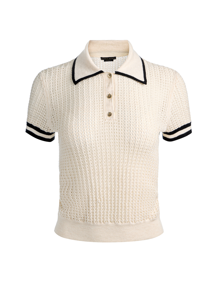 MARTHA POINTELLE POLO - SOFT WHITE/BLACK image 5 - ALICE + OLIVIA