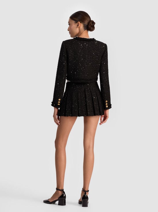 BLACK-EMILIE EMBELLISHED TWEED MINI SKORT