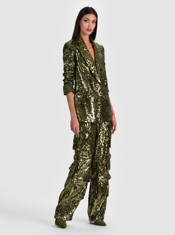 QUINCY SEQUIN BLAZER - DARK OLIVE image 4 - ALICE + OLIVIA