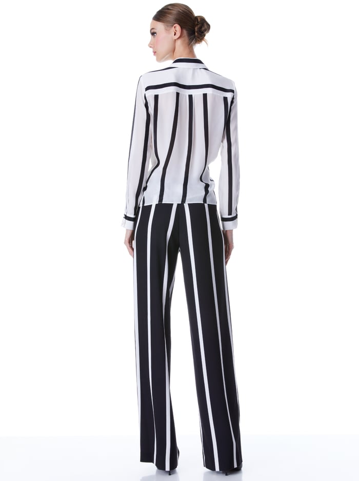 WILLA SILK BLOUSE - MODERN STRIPE WHITE/BLK image 1 - Alice And Olivia