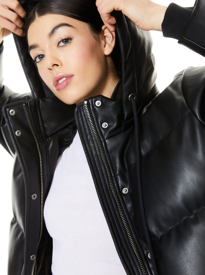 ROBINSON VEGAN LEATHER PUFFER - BLACK image 3 - Alice And Olivia