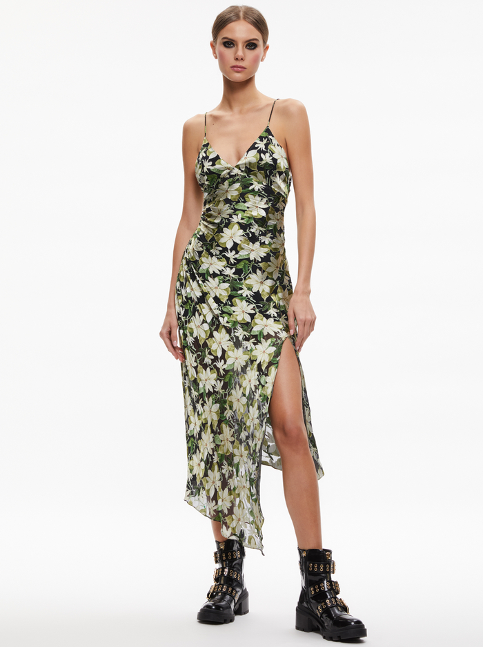 SHAWNA ASYMMETRICAL SLIP DRES - MOONLIGHT FLORAL image 2 - Alice And Olivia