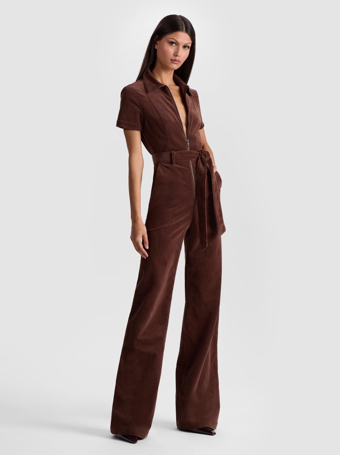 GORGEOUS CORDUROY JUMPSUIT - DARK CHOCOLATE image 3 - Alice And Olivia