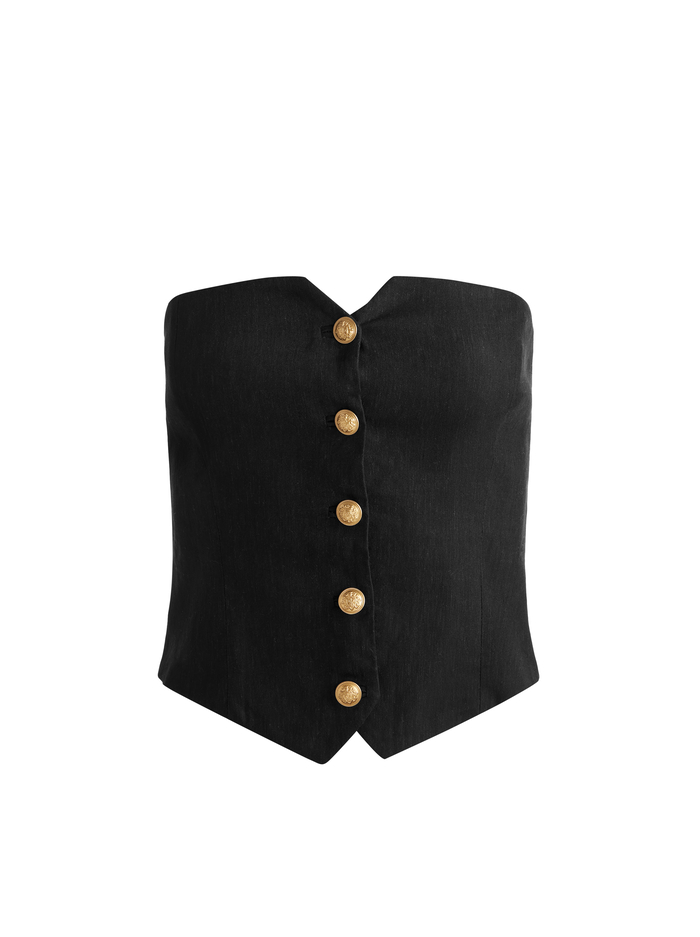 KELCEY STRAPLESS LINEN VEST - BLACK image 5 - Alice And Olivia