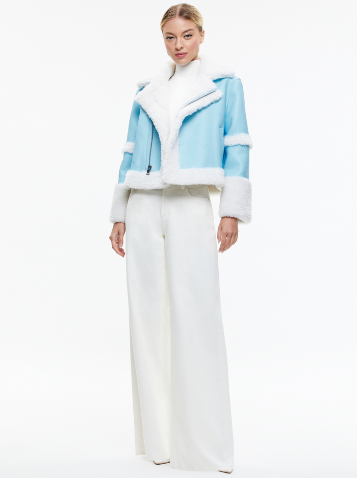 TENY VEGAN LEATHER CROPPED COAT - ICE/OFF WHITE image 2 - Alice And Olivia