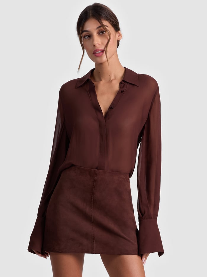 TURNER BUTTON DOWN - DARK CHOCOLATE - ALICE + OLIVIA